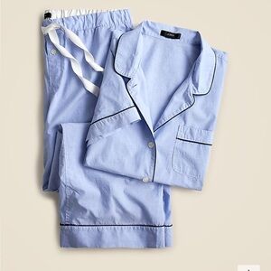 J. Crew End-On-End Cotton Longsleeve Pajama Set. Classic Blue.